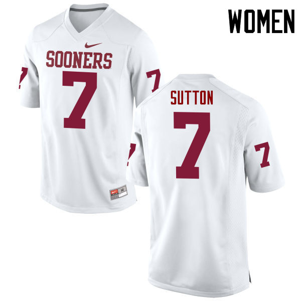 Women Oklahoma Sooners #7 Marcelias Sutton College Football Jerseys Game-White - Click Image to Close